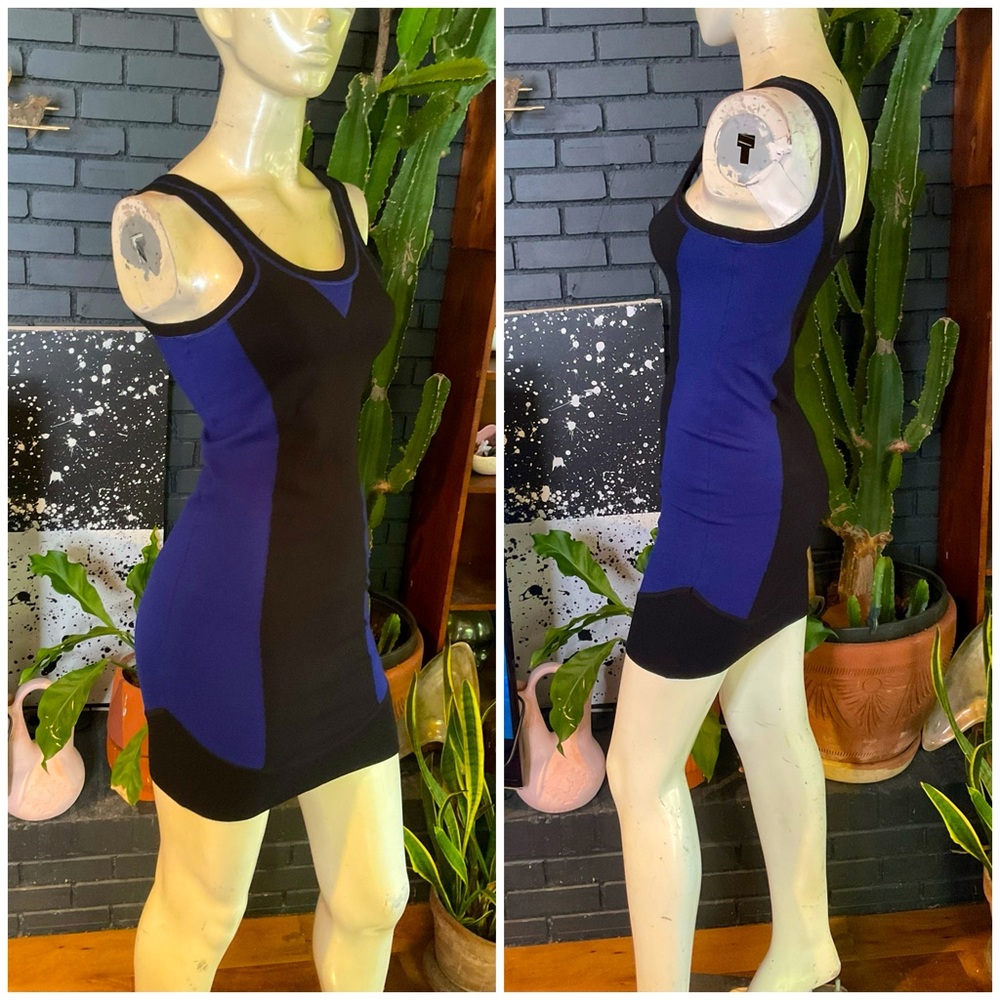 NEW Alexander Wang Black & Cobalt Sleeveless Wool Knit Sweater Dress